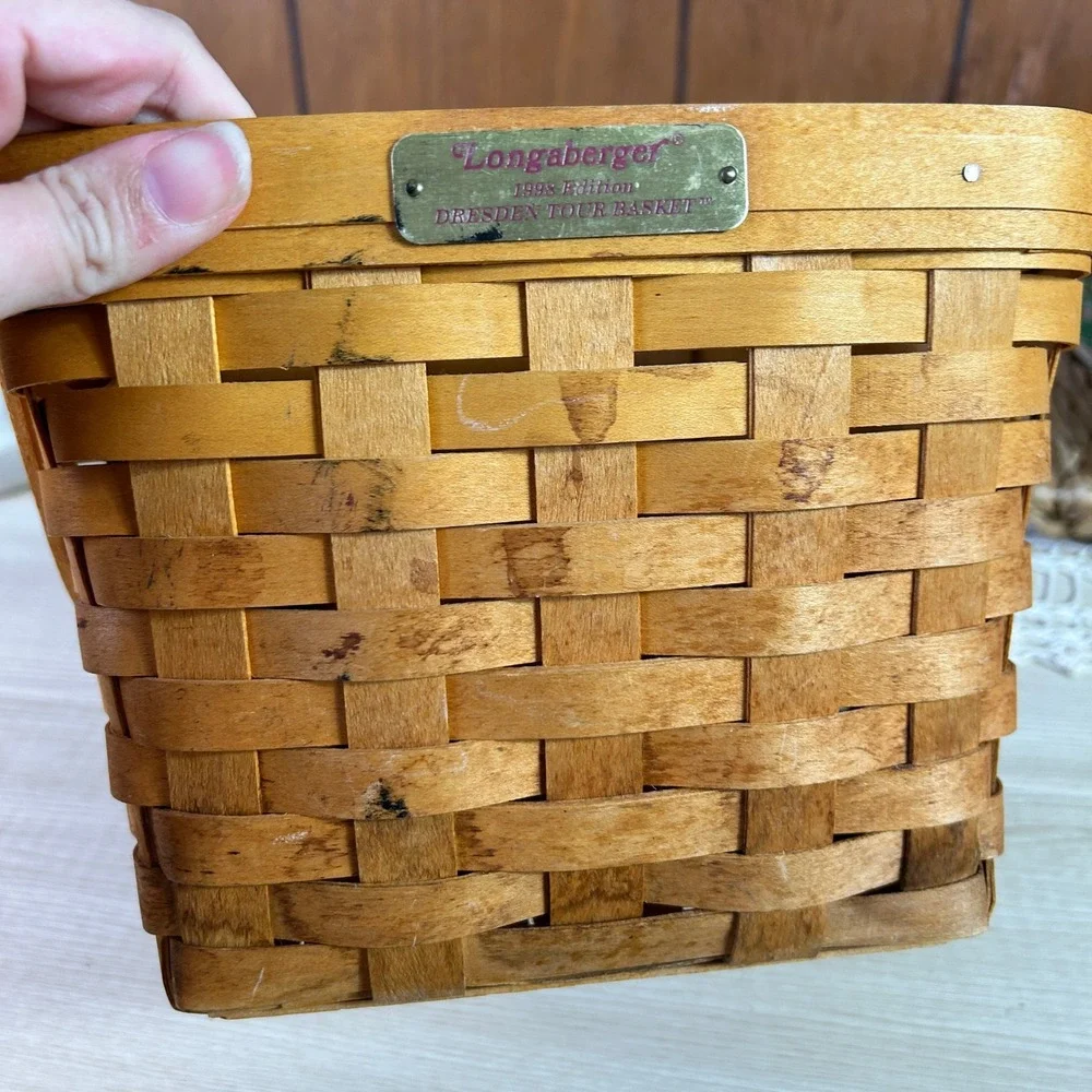 Longaberger‎ 1998 Dresden Tour Basket Handwoven Wood with Metal Tag and Handle
